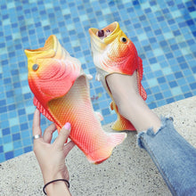 Load image into Gallery viewer, Funny slippers family house shoes men large size 33-47 summer beach slippers boys unisex fish slippers men 2020